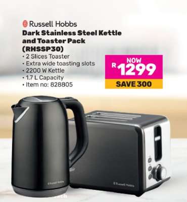 Russell Hobbs Dark Stainless Steel Kettle and Toaster Pack (RHSSP30)
