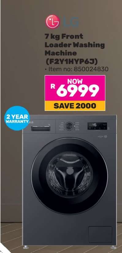 LG 7 kg Front Loader Washing Machine (F2Y1HYP6J)