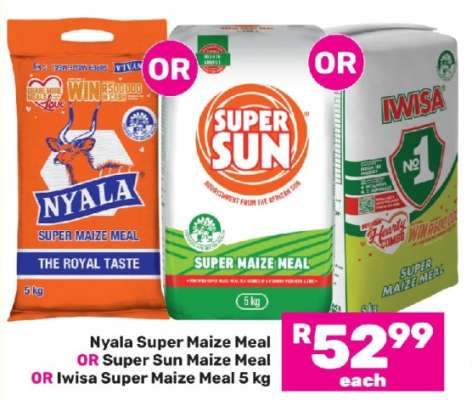 Nyala Super Maize Meal OR Super Sun Maize Meal OR Iwisa Super Maize Meal 5 kg