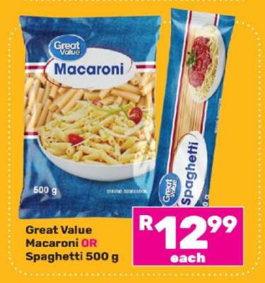 Great Value Macaroni OR Spaghetti 500 g