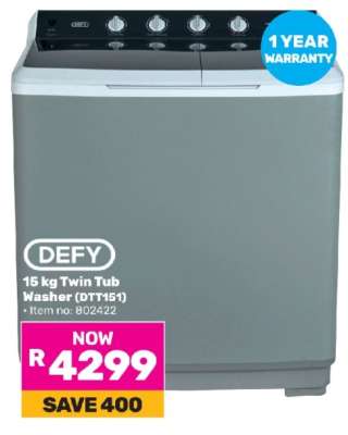 DEFY 15 kg Twin Tub Washer (DTT151)