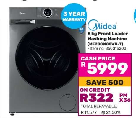 Midea 8 kg Front Loader Washing Machine (MF200W80WB-T)