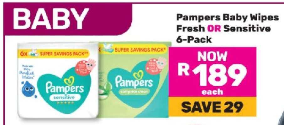 Pampers Baby Wipes Fresh OR Sensitive 6-Pack