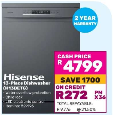Hisense 13 Place Dishwasher H13DETG