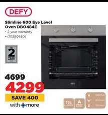 DEFY Slimline 600 Eye Level Oven DBO484E