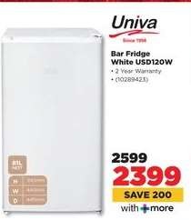 Univa Bar Fridge White USD120W