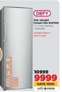 DEFY 212L Upright Freezer Met DUF300