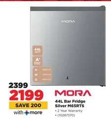 MORA 44L Bar Fridge Silver M65RTS