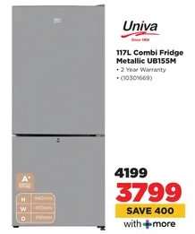 Univa 117L Combi Fridge Metallic UB155M