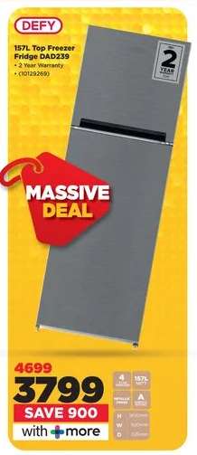 DEFY 157L Top Freezer Fridge DAD239