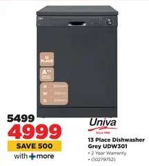 13 Place Dishwasher Grey UDW301