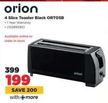 orion 4 Slice Toaster Black ORT05B