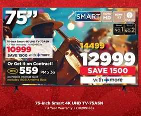 75-inch Smart 4K UHD TV-75A6N