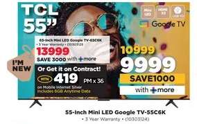 55-Inch Mini LED Google TV-55C6K
