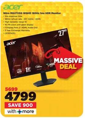 Acer Nitro MG27X5Q WQHD 180Hz 1ms HDR Monitor