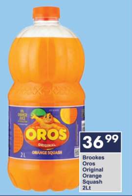 Brookes Oros Original Orange Squash 2Lt