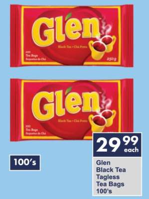 Glen Black Tea Tagless Tea Bags 100's