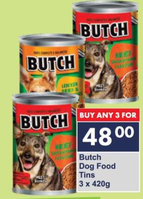 Butch Dog Food Tins