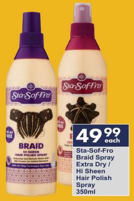 Sta-Sof-Fro Braid Spray Extra Dry / Hi Sheen Hair Polish Spray 350ml