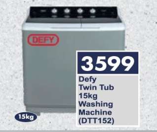 Defy Twin Tub 15kg Washing Machine (DTT152)