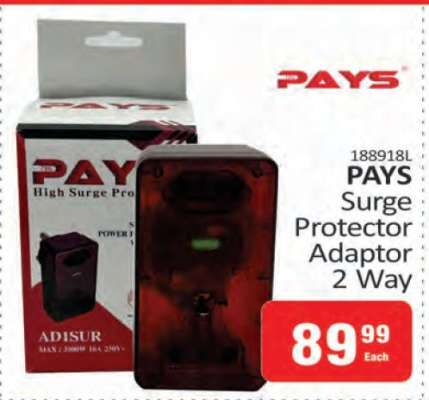 PAYS Surge Protector Adaptor 2 Way