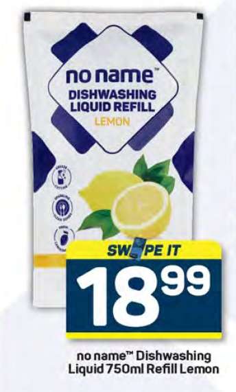 no name™ Dishwashing Liquid 750ml Refill Lemon