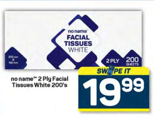 no name™ 2 Ply Facial Tissues White 200's