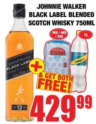 JOHNNIE WALKER BLACK LABEL BLENDED SCOTCH WHISKY 750ML