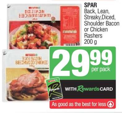 SPAR Back, Lean, Streaky, Diced, Shoulder Bacon or Chicken Rashers