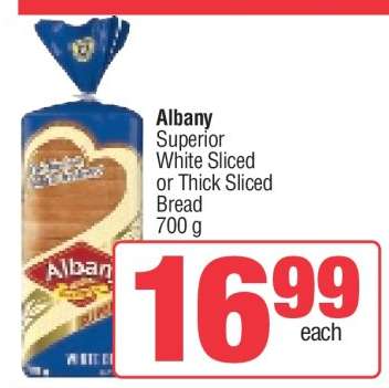 Albany Superior White Sliced or Thick Sliced Bread