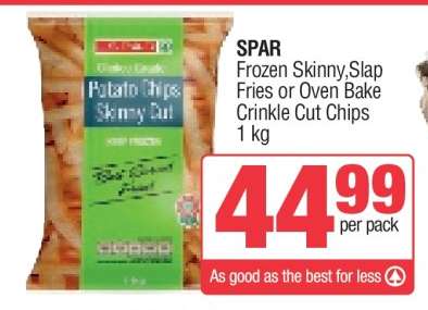 SPAR Frozen Skinny, Slap Fries or Oven Bake Crinkle Cut Chips