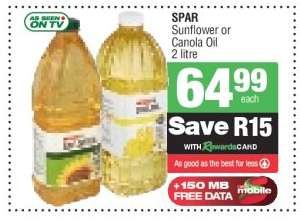 SPAR Sunflower or Canola Oil