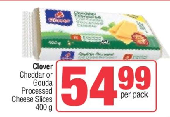 CLOVER Cheddar or Gouda Processed Cheese Slices