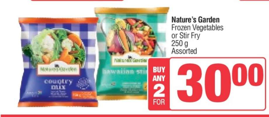 Nature’s Garden Frozen Vegetables or Stir Fry