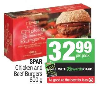 SPAR Chicken and Beef Burgers