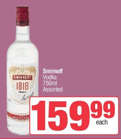 Smirnoff Vodka 750ml Assorted