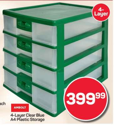 4-Layer Clear Blue A4 Plastic Storage