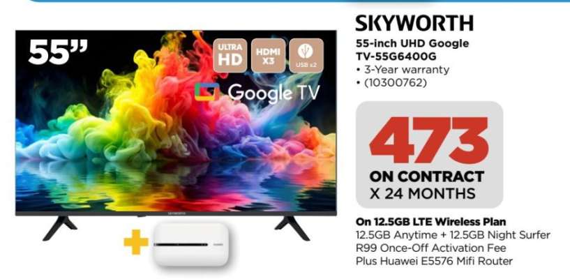 SKYWORTH 55-inch UHD Google TV 55G6400G