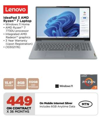 Lenovo IdeaPad 3 AMD Ryzen 7 Laptop