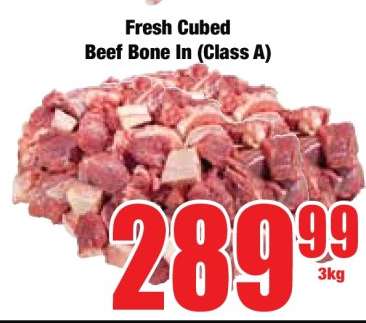 Fresh Cubed Beef (Bone In) Class A