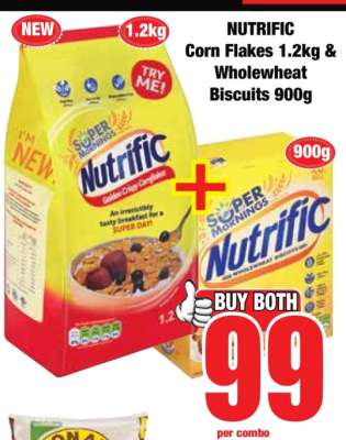 NUTRIFIC Corn Flakes 1.2kg & Wholewheat Biscuits 900g