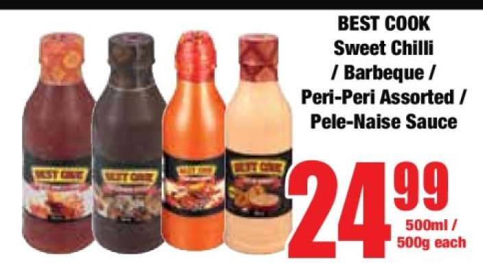 BEST COOK Sweet Chilli / Barbeque / Peri-Peri Assorted / Pele-Naise Sauce