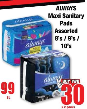 ALWAYS Maxi Sanitary Pads Assorted 8's / 9's / 10's