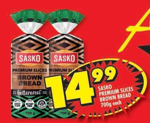 SASKO PREMIUM SLICES BROWN BREAD 700g each