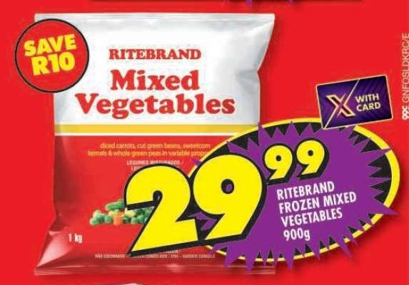RITEBRAND FROZEN MIXED VEGETABLES 900g