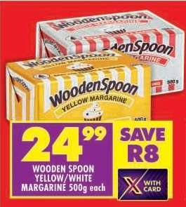 WOODEN SPOON YELLOW/WHITE MARGARINE 500g each