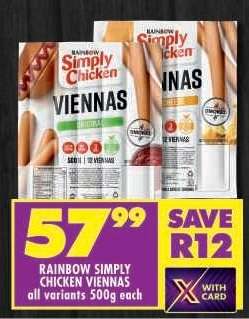 Rainbow Simply Chicken Viennas