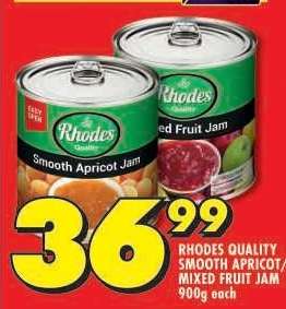 RHODES QUALITY SMOOTH APRICOT/MIXED FRUIT JAM