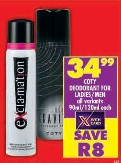 Coty Deodorant for Ladies/Men