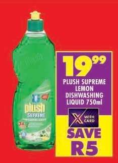 PLUSH SUPREME LEMON DISHWASHING LIQUID 750ml